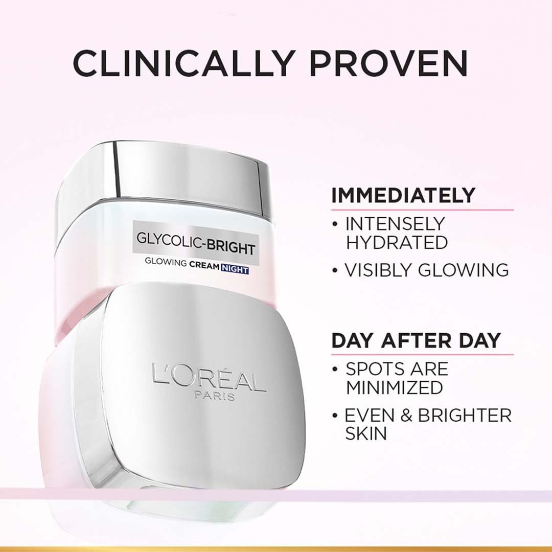 L'Oreal Paris Glycolic Bright Glowing Night Cream, 15ml – Overnight Brightening Cream with Glycolic Acid to Minimize Spots & Reveal Glowing Skin - görsel 11