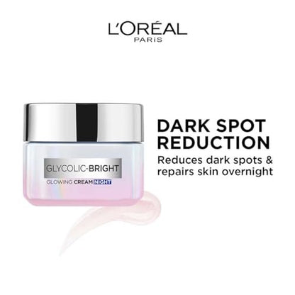 L'Oreal Paris Glycolic Bright Glowing Night Cream, 15ml – Overnight Brightening Cream with Glycolic Acid to Minimize Spots & Reveal Glowing Skin