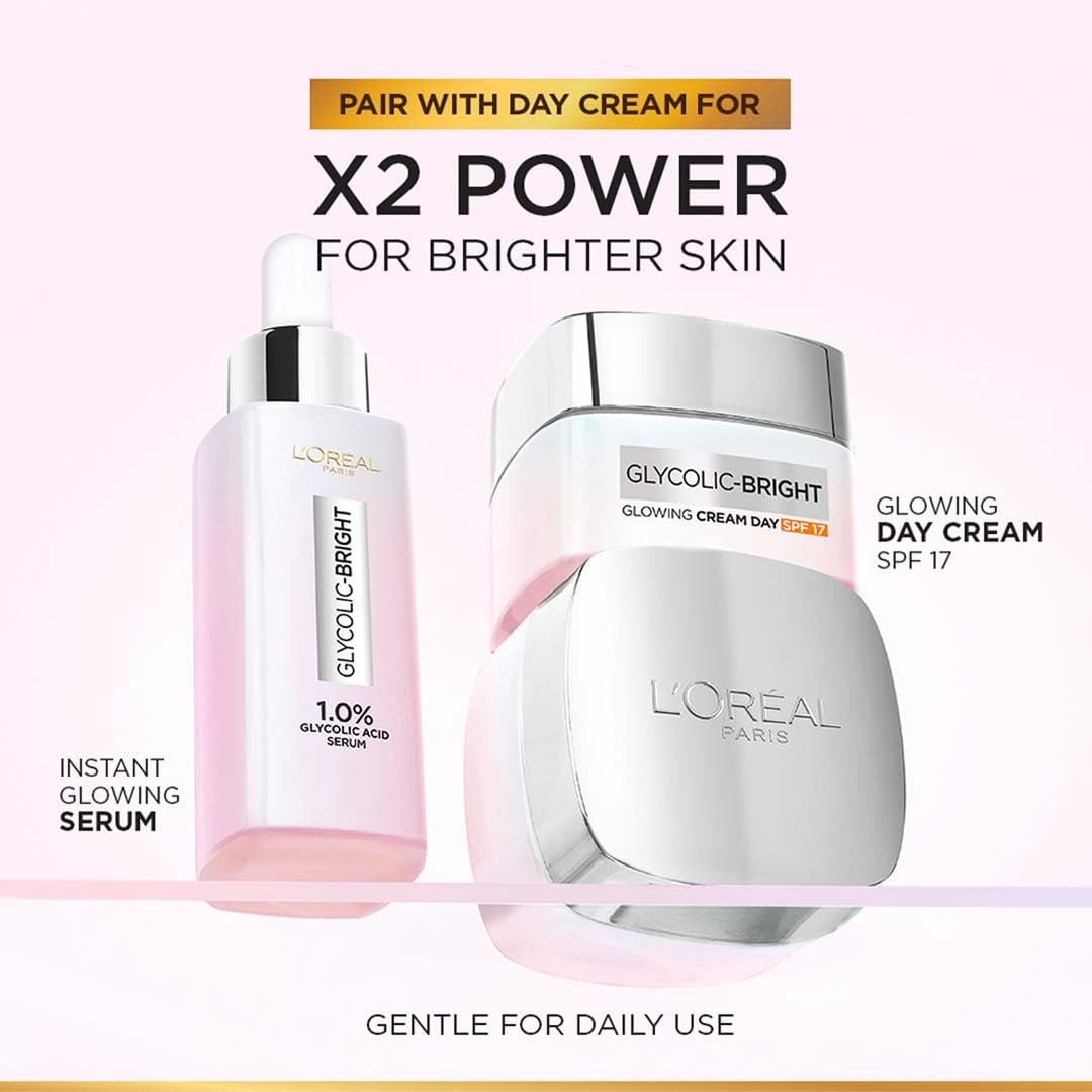 L'Oreal Paris Brightening Serum with 1% Glycolic Acid & 2% Niacinamide – Visibly Minimize Dark Spots, Reveal Even Skin Tone – 0.52 fl oz - görsel 13
