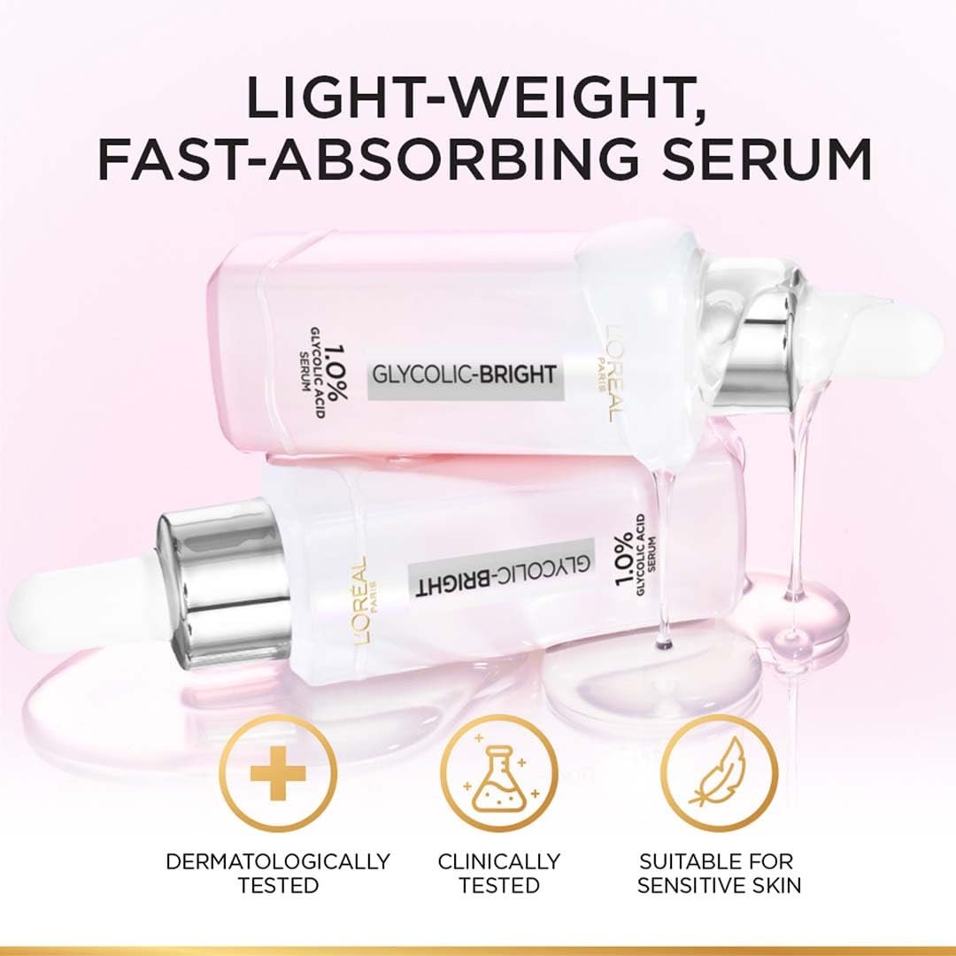 L'Oreal Paris Brightening Serum with 1% Glycolic Acid & 2% Niacinamide – Visibly Minimize Dark Spots, Reveal Even Skin Tone – 0.52 fl oz - görsel 11