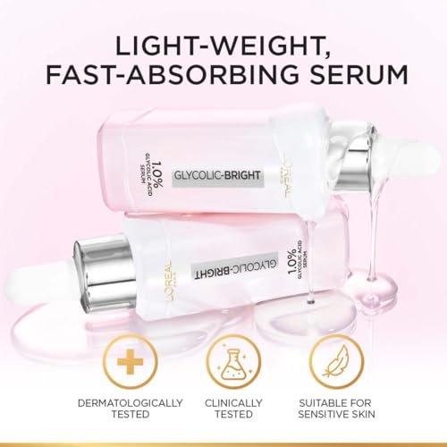L'Oreal Paris Brightening Serum with 1% Glycolic Acid & 2% Niacinamide – Visibly Minimize Dark Spots, Reveal Even Skin Tone – 0.52 fl oz - görsel 12