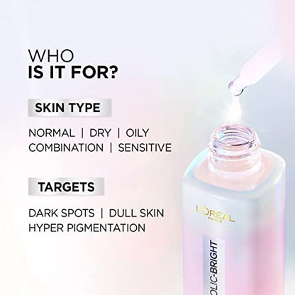 L'Oreal Paris Glycolic Bright Daily Foaming Facial Cleanser, 50ml - Glowing Face Wash for Dull Skin