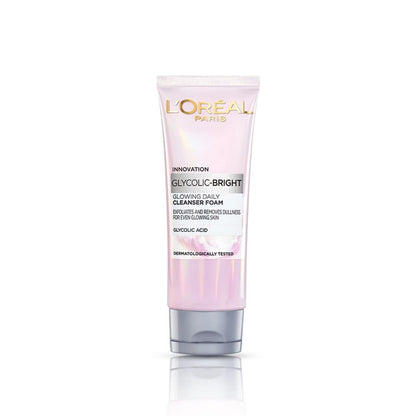L'Oreal Paris Glycolic Bright Daily Foaming Facial Cleanser, 50ml - Glowing Face Wash for Dull Skin