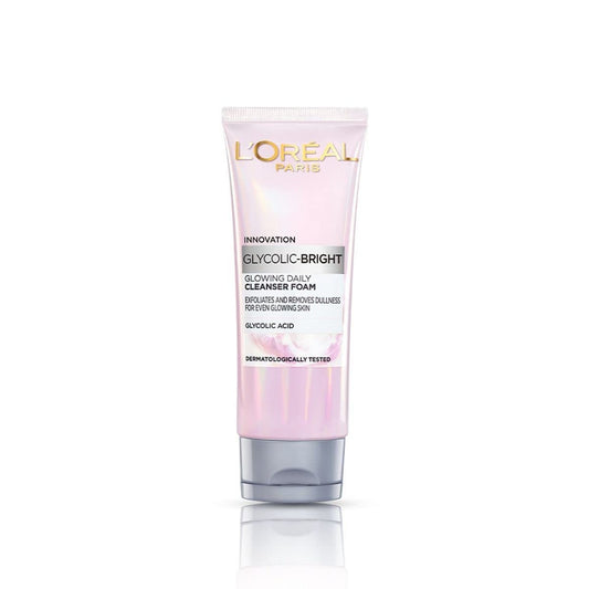 L'Oreal Paris Glycolic Bright Daily Foaming Facial Cleanser, 50ml - Glowing Face Wash for Dull Skin
