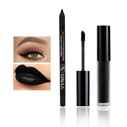 CAHIUYOA Black Matte Lipstick & Lip Liner Set – Waterproof, Long Lasting, Smudge Proof for Halloween Cosplay Goth Makeup Avelisse