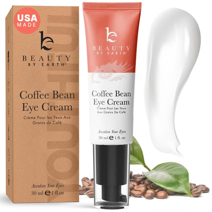 Beauty by Earth Caffeine Eye Cream for Puffiness & Bags Under Eyes - USA Made with Natural & Organic Ingredients, Under Eye Cream for Dark Circles with Glycerin & Vitamin E, Brightens & Refreshes Avelisse