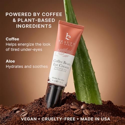 Beauty by Earth Caffeine Eye Cream for Puffiness & Bags Under Eyes - USA Made with Natural & Organic Ingredients, Under Eye Cream for Dark Circles with Glycerin & Vitamin E, Brightens & Refreshes Avelisse
