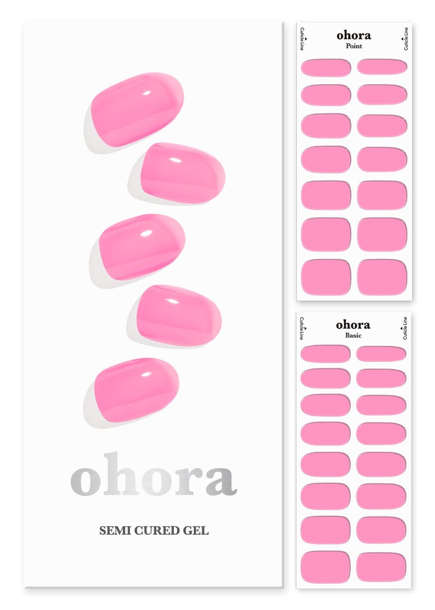 Ohora Semi Cured Gel Nail Strips - N Tint High-Teen Pink Tint, Long-Lasting Salon-Quality Nails at Home, Includes Prep Pads, File & Wooden Stick Avelisse