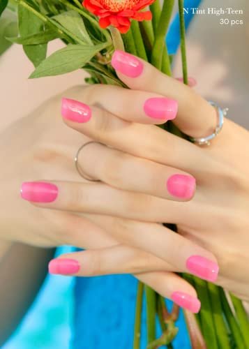 Ohora Semi Cured Gel Nail Strips - N Tint High-Teen Pink Tint, Long-Lasting Salon-Quality Nails at Home, Includes Prep Pads, File & Wooden Stick Avelisse