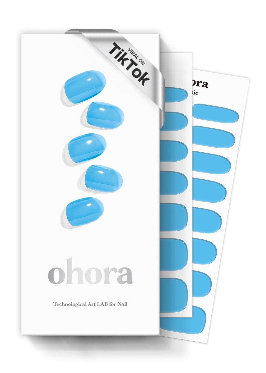 ohora Semi Cured Gel Nail Strips (N Tint Soda) - Blue Tint, Salon-Quality, Long Lasting, Easy to Apply & Remove - görsel 2
