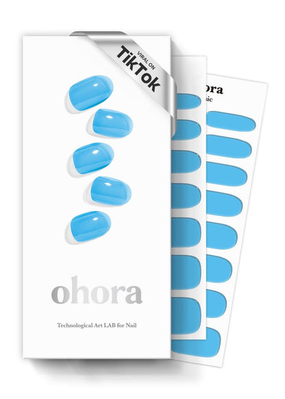 ohora Semi Cured Gel Nail Strips (N Tint Soda) - Blue Tint, Salon-Quality, Long Lasting, Easy to Apply & Remove