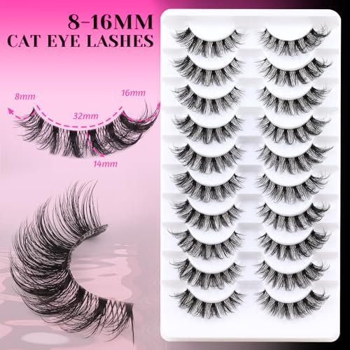 Veleasha Russian Strip Lashes with Clear Band – D Curl Faux Mink 10 Pairs (DT11) - görsel 6