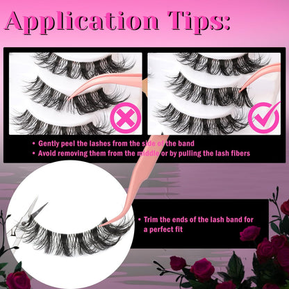 Veleasha Russian Strip Lashes with Clear Band – D Curl Faux Mink 10 Pairs (DT11)