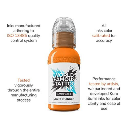 World Famous Tattoo Ink Limitless - Light Orange 1 - Professional Tattoo Ink, 1 oz - Vegan & Non-Toxic