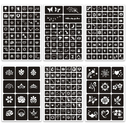 410+ PCS Temporary Tattoo Stencils Kit for Women, Girls, Kids – Henna & Glitter Airbrush Face Body Paint DIY