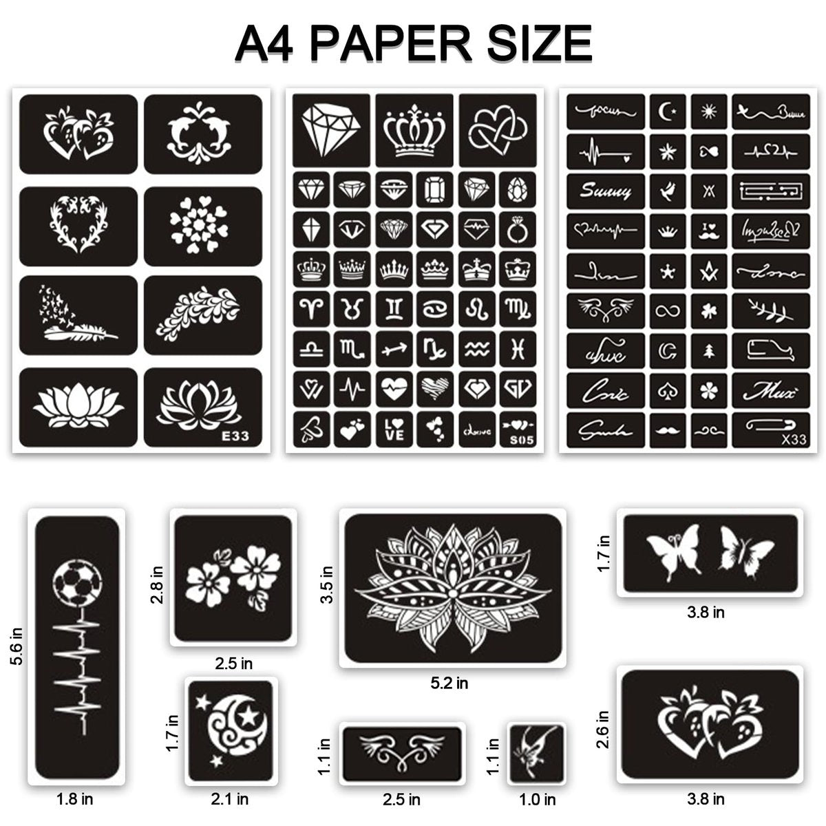 410+ PCS Temporary Tattoo Stencils Kit for Women, Girls, Kids – Henna & Glitter Airbrush Face Body Paint DIY - görsel 7