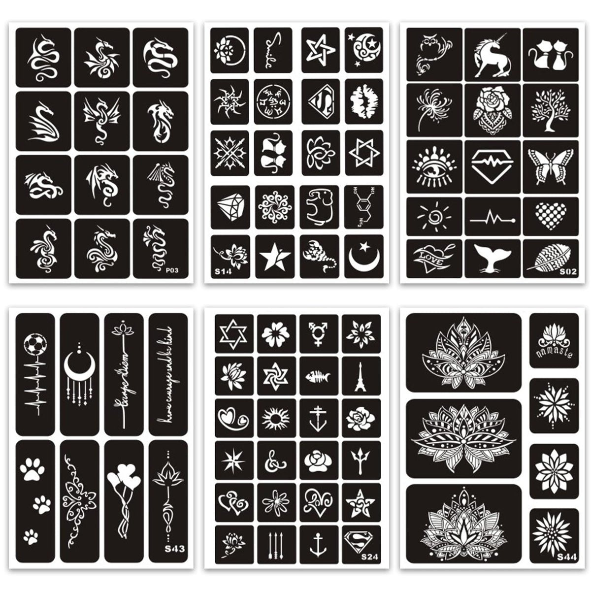 410+ PCS Temporary Tattoo Stencils Kit for Women, Girls, Kids – Henna & Glitter Airbrush Face Body Paint DIY - görsel 3