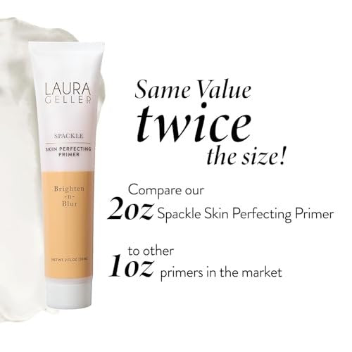 LAURA GELLER NEW YORK Spackle Primer - Brighten-n-Blur - Super-Size 2 Fl Oz - Mattifying Makeup Primer for Mature Skin Avelisse