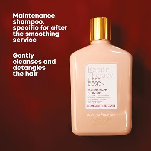 ALFAPARF MILANO Lisse Design Keratin Shampoo for Damaged Hair – Anti-Frizz, Smoothing & Hydrating with Collagen (8.45 oz) Avelisse