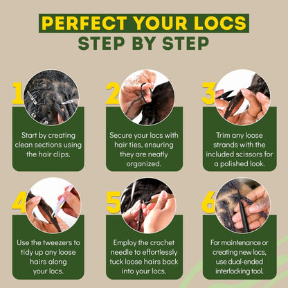 Locsanity Dreadlock Retightening & Interlocking Tool Kit for Sisterlocks - Dual-Ended Metal Crochet Needle for Microlocks, Small & Medium Locs Maintenance Avelisse