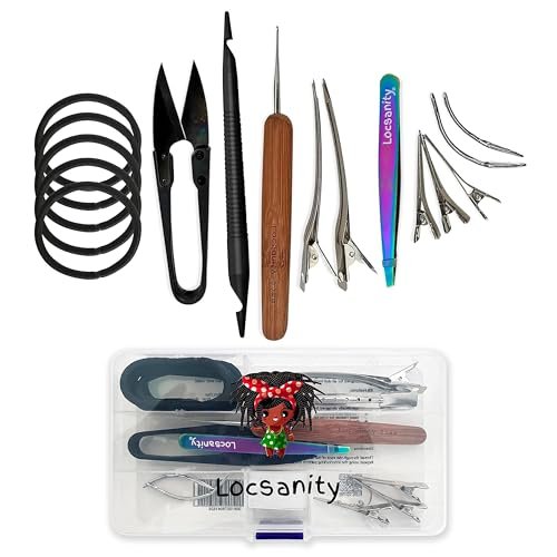 Locsanity Dreadlock Retightening & Interlocking Tool Kit for Sisterlocks - Dual-Ended Metal Crochet Needle for Microlocks, Small & Medium Locs Maintenance Avelisse