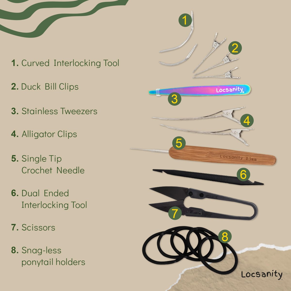 Locsanity Dreadlock Retightening & Interlocking Tool Kit for Sisterlocks - Dual-Ended Metal Crochet Needle for Microlocks, Small & Medium Locs Maintenance Avelisse