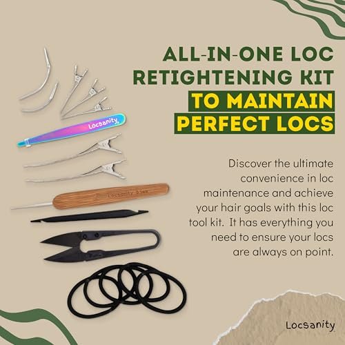 Locsanity Dreadlock Retightening & Interlocking Tool Kit for Sisterlocks - Dual-Ended Metal Crochet Needle for Microlocks, Small & Medium Locs Maintenance Avelisse