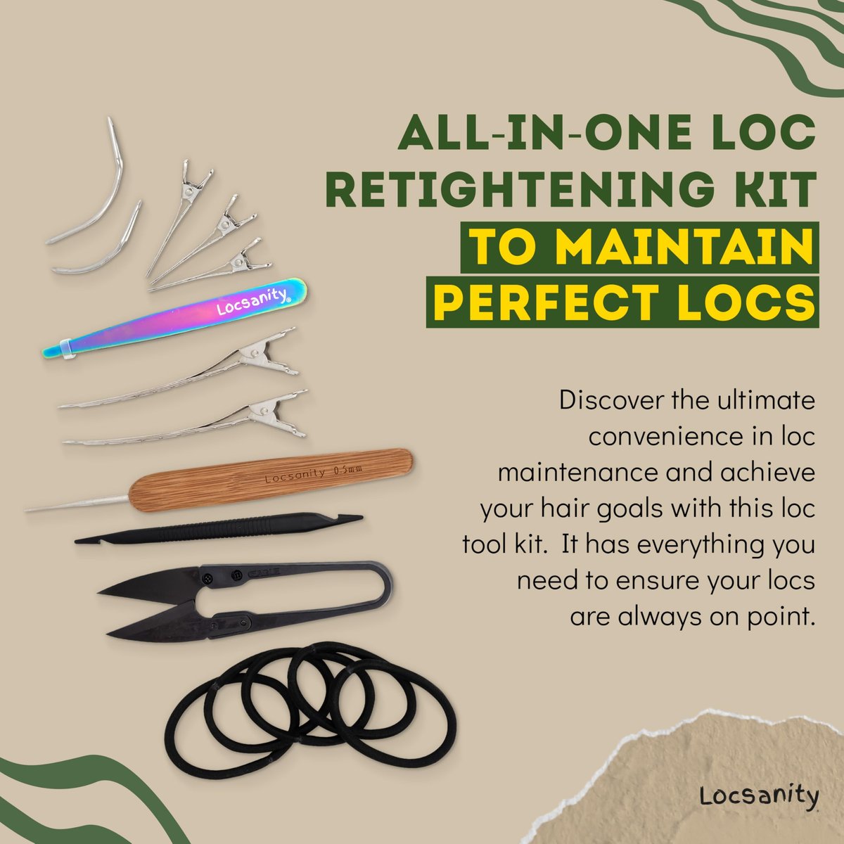 Locsanity Dreadlock Retightening & Interlocking Tool Kit for Sisterlocks - Dual-Ended Metal Crochet Needle for Microlocks, Small & Medium Locs Maintenance Avelisse