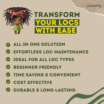 Locsanity Dreadlock Retightening & Interlocking Tool Kit for Sisterlocks - Dual-Ended Metal Crochet Needle for Microlocks, Small & Medium Locs Maintenance Avelisse