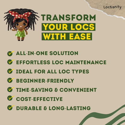 Locsanity Dreadlock Retightening & Interlocking Tool Kit for Sisterlocks - Dual-Ended Metal Crochet Needle for Microlocks, Small & Medium Locs Maintenance Avelisse