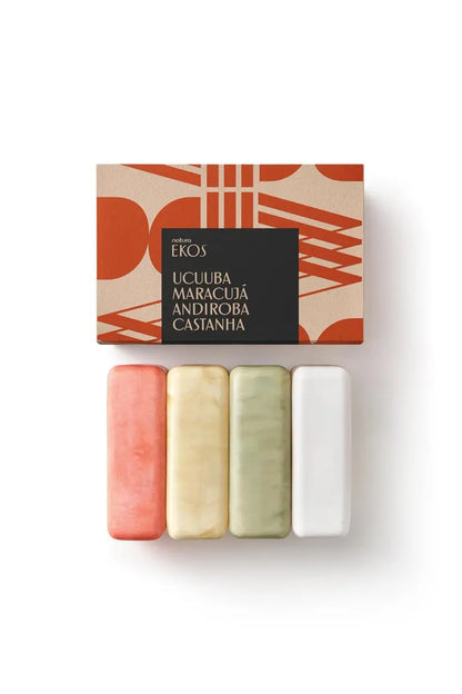 Natura Bar Soap Set - Moisturizing & Nourishing Vegan Amazonian Ingredients for Soft, Smooth Skin - Ucuuba, Brazil Nut, Andiroba, Passion Fruit - 4-Pack 3.5oz (100g) Avelisse