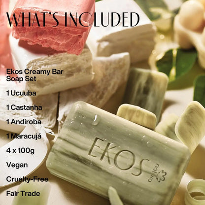 Natura Bar Soap Set - Moisturizing & Nourishing Vegan Amazonian Ingredients for Soft, Smooth Skin - Ucuuba, Brazil Nut, Andiroba, Passion Fruit - 4-Pack 3.5oz (100g) Avelisse
