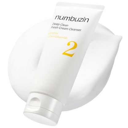 numbuzin No.2 Deep Clean Fresh Cream Cleanser - Gentle Exfoliating Foam Cleanser for Blackheads, Excess Oil & Dead Skin Cells, 4.05 fl. oz.