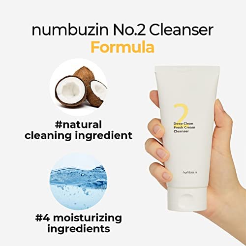 numbuzin No.2 Deep Clean Fresh Cream Cleanser - Gentle Exfoliating Foam Cleanser for Blackheads, Excess Oil & Dead Skin Cells, 4.05 fl. oz. - görsel 8