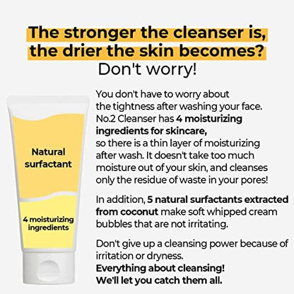 numbuzin No.2 Deep Clean Fresh Cream Cleanser - Gentle Exfoliating Foam Cleanser for Blackheads, Excess Oil & Dead Skin Cells, 4.05 fl. oz.
