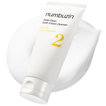 numbuzin No.2 Deep Clean Fresh Cream Cleanser - Gentle Exfoliating Foam Cleanser for Blackheads, Excess Oil & Dead Skin Cells, 4.05 fl. oz.