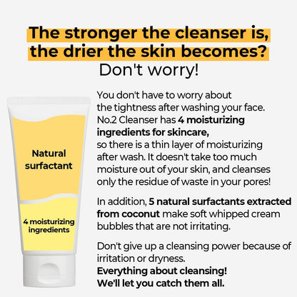 numbuzin No.2 Deep Clean Fresh Cream Cleanser - Gentle Exfoliating Foam Cleanser for Blackheads, Excess Oil & Dead Skin Cells, 4.05 fl. oz.