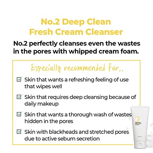 numbuzin No.2 Deep Clean Fresh Cream Cleanser - Gentle Exfoliating Foam Cleanser for Blackheads, Excess Oil & Dead Skin Cells, 4.05 fl. oz. - görsel 14
