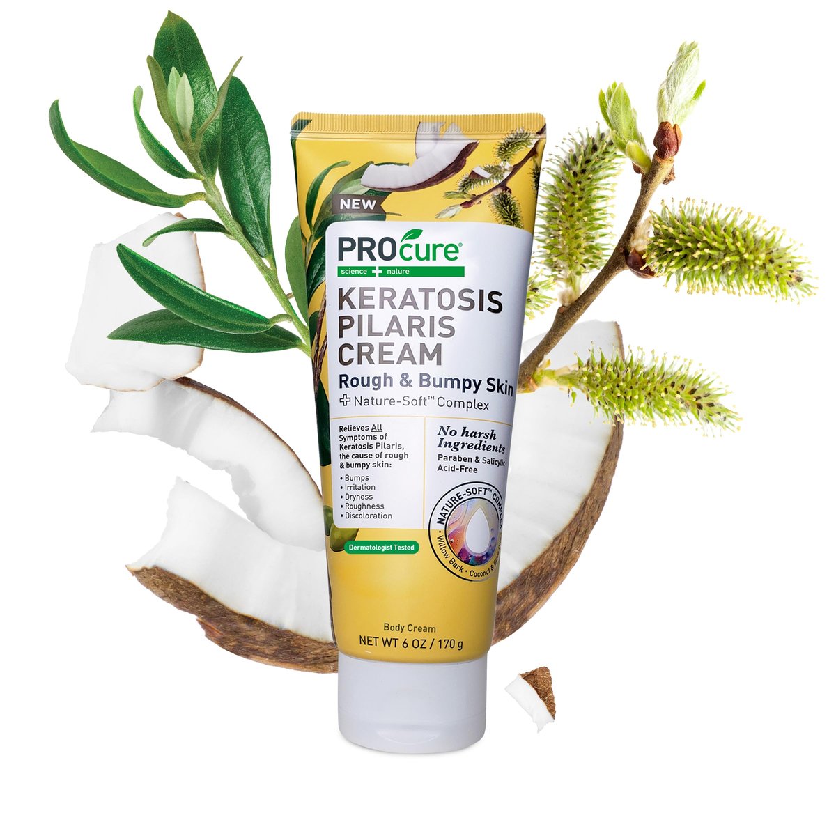 PROcure Keratosis Pilaris Cream – Glycolic Acid & Willow Bark for KP Bumps, Rough Texture & Dry Skin – Fragrance-Free, Paraben-Free Daily Body Lotion, 6 oz Avelisse