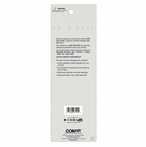 Conair Curly Hair Comb – Black & Pink, Gentle Detangling for Curly Hair - görsel 3