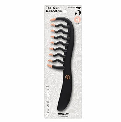 Conair Curly Hair Comb – Black & Pink, Gentle Detangling for Curly Hair