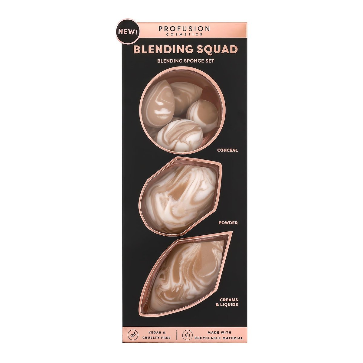 Profusion Cosmetics 7-Piece Beauty Sponge Set - Blending Squad, Beige, Synthetic - görsel 15