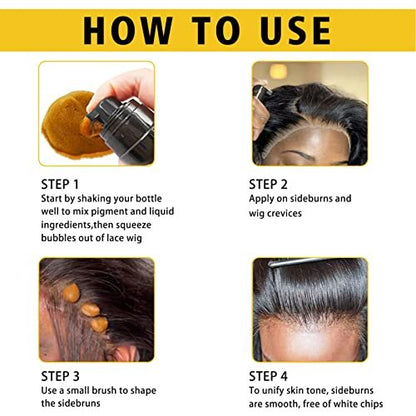 Lace Tint Melting Mousse for Women's Toupees, Hairpieces and Wigs - Natural Finishing Color, Wig Glue and Tool Set (Light Brown) Avelisse