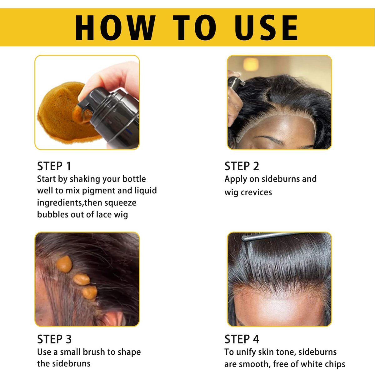 Lace Tint Melting Mousse for Women's Toupees, Hairpieces and Wigs - Natural Finishing Color, Wig Glue and Tool Set (Light Brown) Avelisse