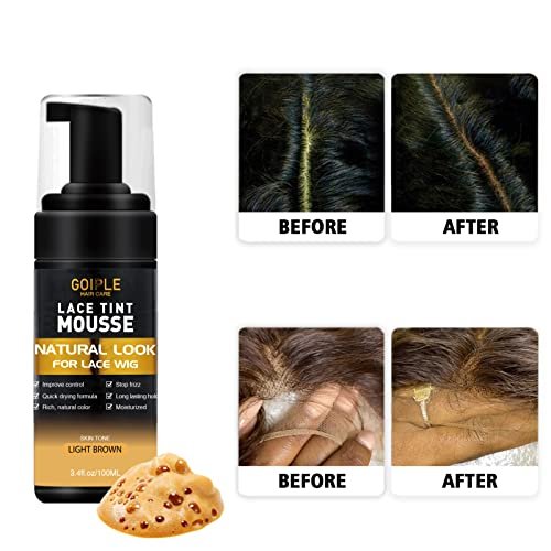Lace Tint Melting Mousse for Women's Toupees, Hairpieces and Wigs - Natural Finishing Color, Wig Glue and Tool Set (Light Brown) Avelisse