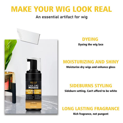 Lace Tint Melting Mousse for Women's Toupees, Hairpieces and Wigs - Natural Finishing Color, Wig Glue and Tool Set (Light Brown) Avelisse