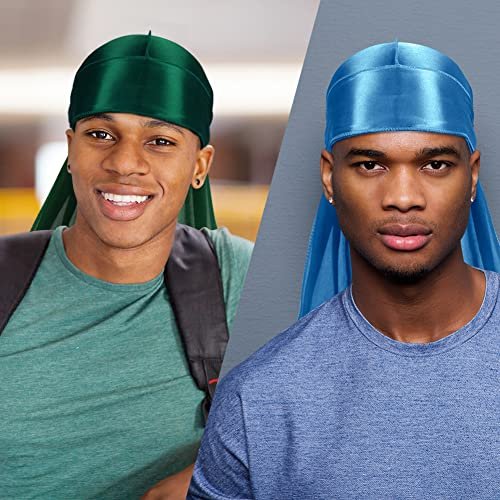 7 PCS Silky Durags with Long Tail and 1 Satin Wave Cap – Multicolour Do Rags for Men 360 Waves - görsel 10