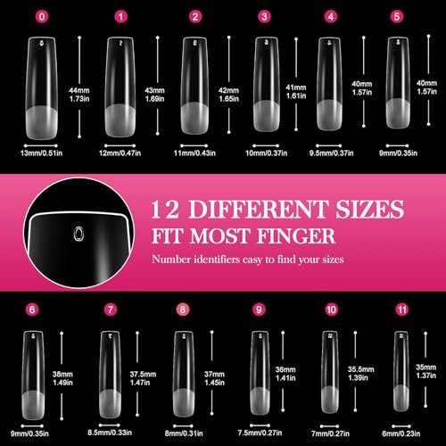 AORAEM XXL Square Clear Fake Nails 240PCS - Long Tapered Square Nail Tips Half Matte Design Extra Long Acrylic Nail Tips with Case for Home DIY Nail Salons - görsel 10
