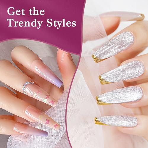 AORAEM XXL Square Clear Fake Nails 240PCS - Long Tapered Square Nail Tips Half Matte Design Extra Long Acrylic Nail Tips with Case for Home DIY Nail Salons - görsel 16