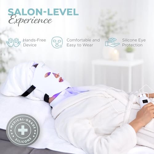 Nourished Bodynskin LED Light Therapy Face & Neck Mask – 7 Colors Red & Blue Anti-Aging Device for Wrinkles, Rejuvenation Avelisse